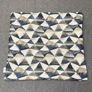 Geometric Cream, Blue and Gold Accent Pillow Cover